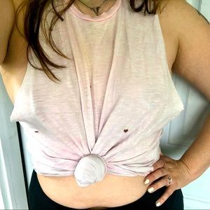 light pink tattered workout tank